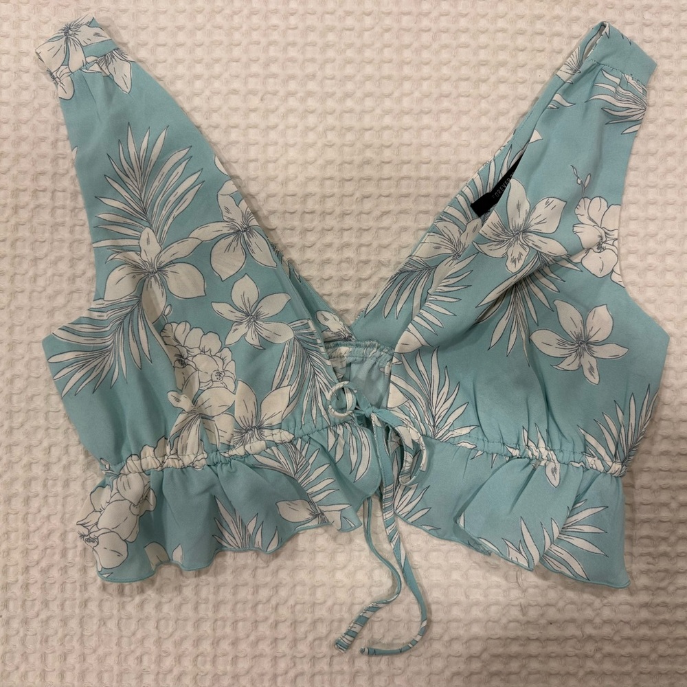 Forever 21 Teal Floral Crop Top